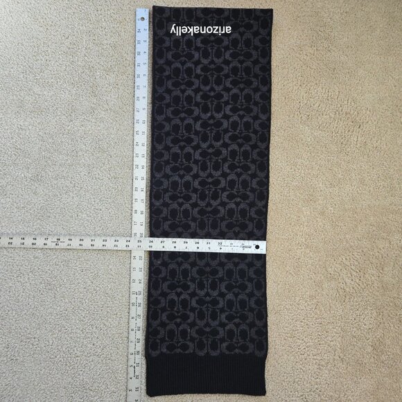 NWOT Coach Signature C Knit Wool Scarf Merino Reversible - Picture 3 of 10